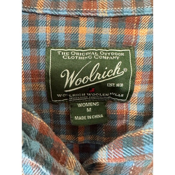 Woolrich Women's 100% Cotton Bluebell Flannel Plaid Button Down Collar Shirt M - Picture 5 of 7